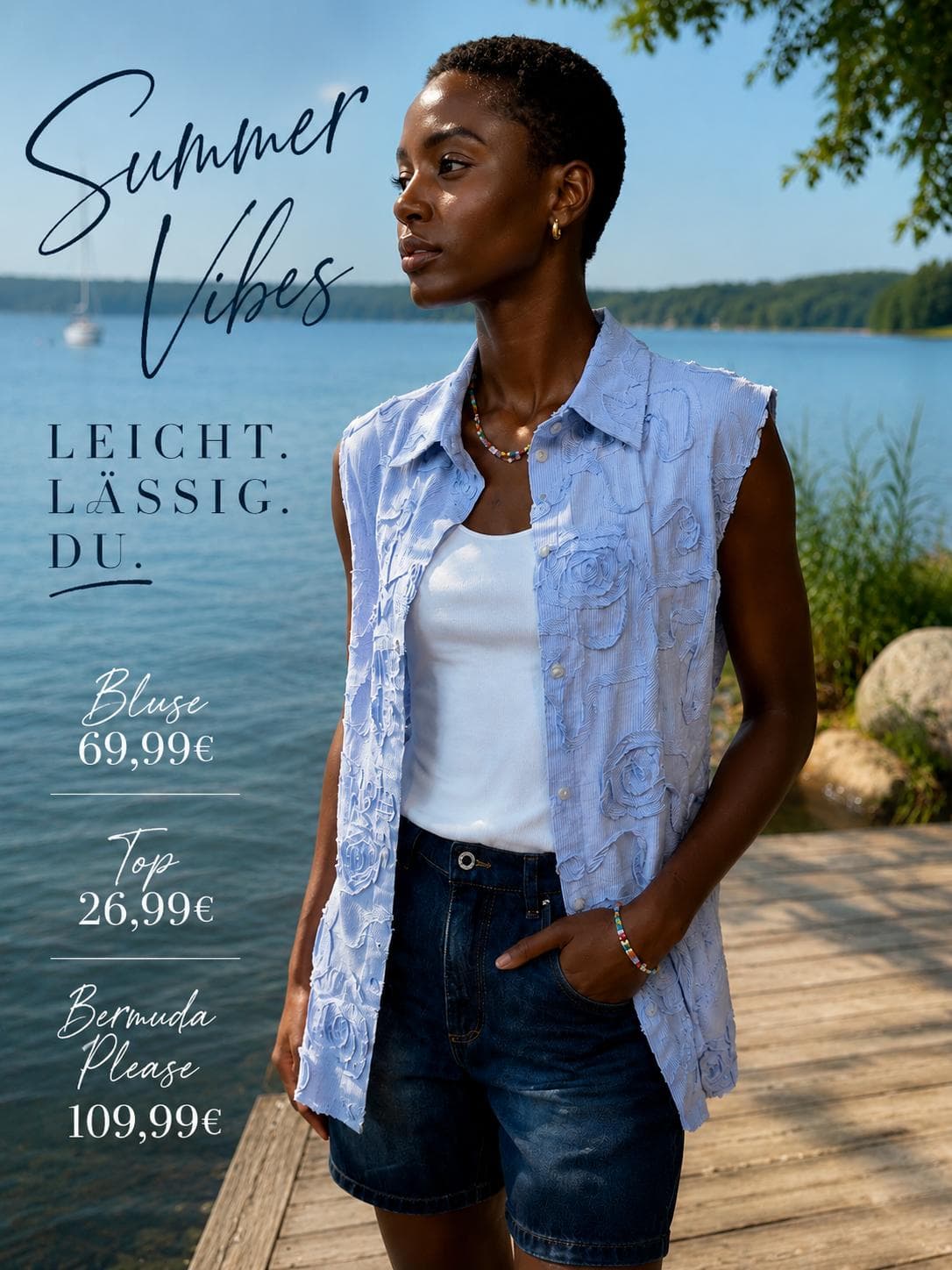 Sommerlook mit Bluse, Top und Bermuda Please bei DRESS by Manu