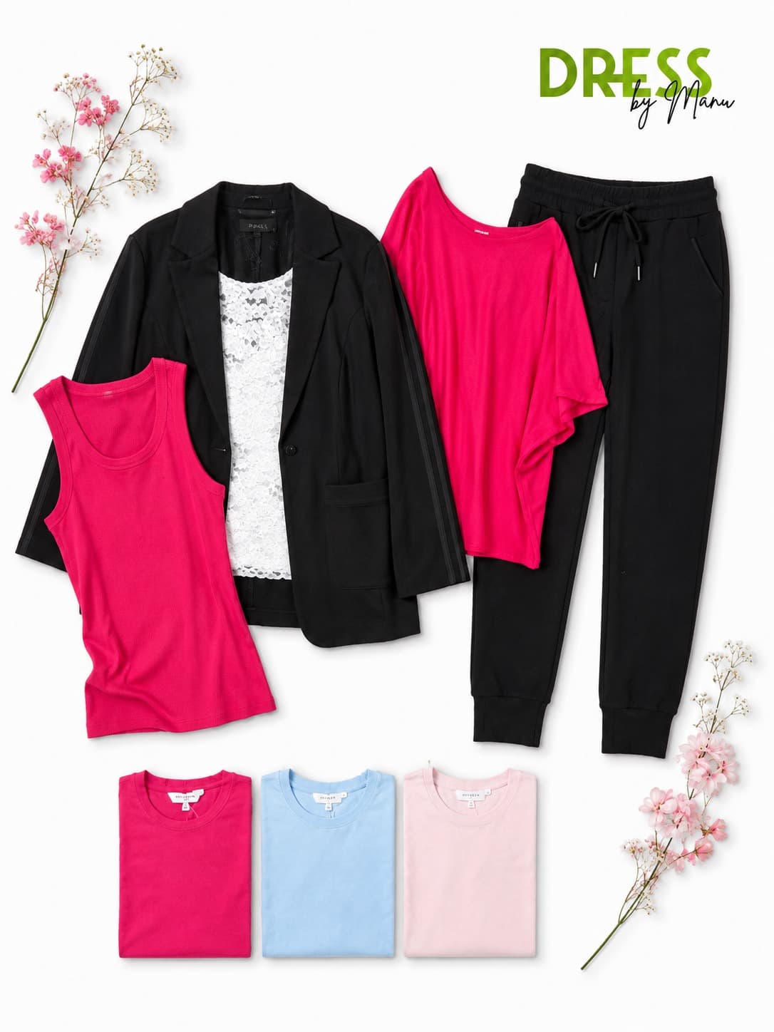 Pink-schwarzer Look bei DRESS by Manu